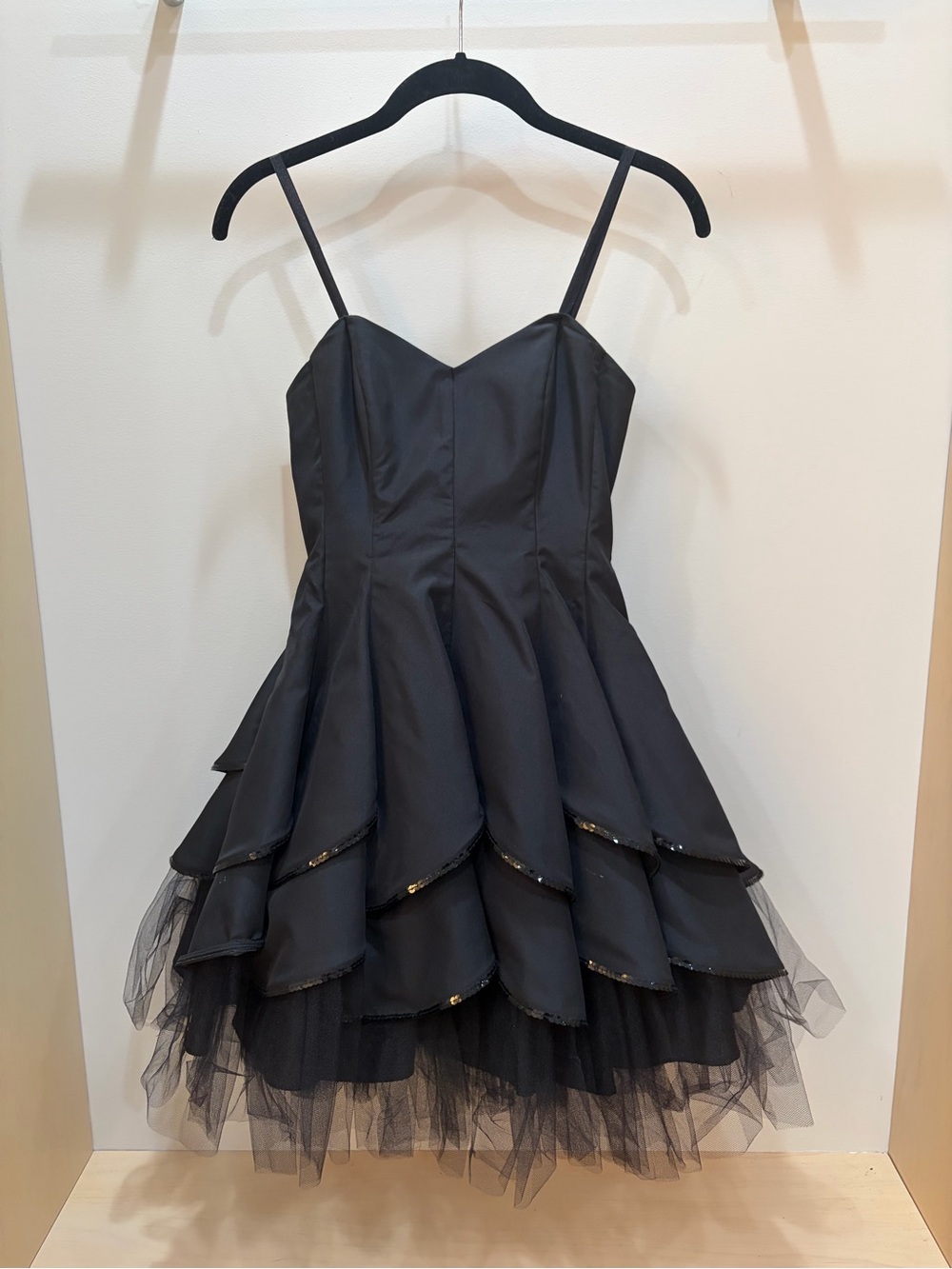 Morgan & Co. Black Tiered Dress w/ Sequin Details